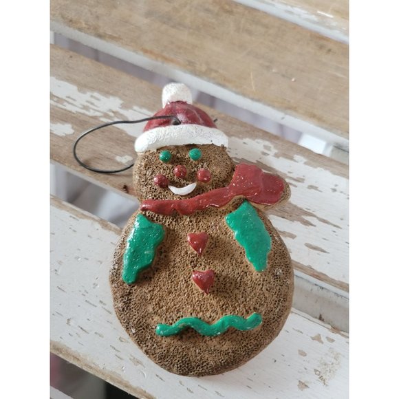 Snowman gingerbread cookie hat ornament Xmas holiday tree vintage - Picture 1 of 8
